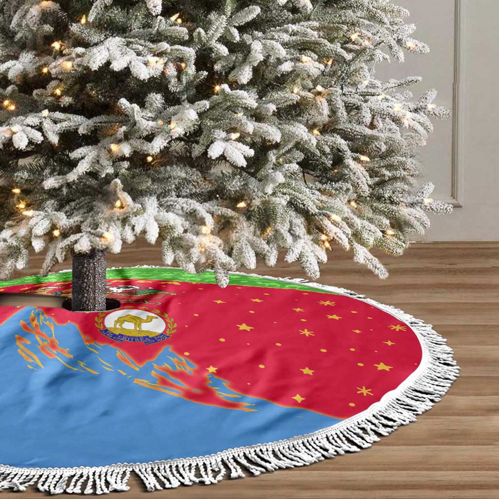 Eritrea Christmas Tree Skirt Santa Claus Camel Sleigh National Emblem - African Pride
