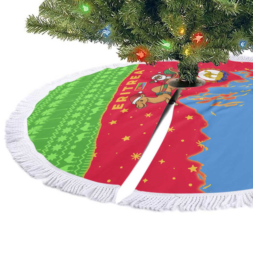 Eritrea Christmas Tree Skirt Santa Claus Camel Sleigh National Emblem - African Pride