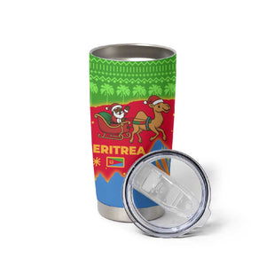 Eritrea Christmas Tumbler Cup Santa Claus Camel Sleigh National Emblem - African Pride