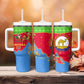 Eritrea Christmas Tumbler With Handle Santa Claus Camel Sleigh National Emblem - African Pride