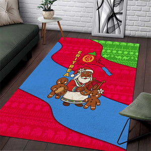Eritrea Christmas Area Rug African Santa Gingerbread Harp National Flag Colors - African Pride