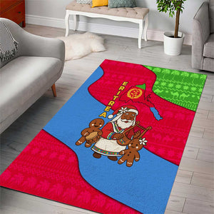 Eritrea Christmas Area Rug African Santa Gingerbread Harp National Flag Colors - African Pride