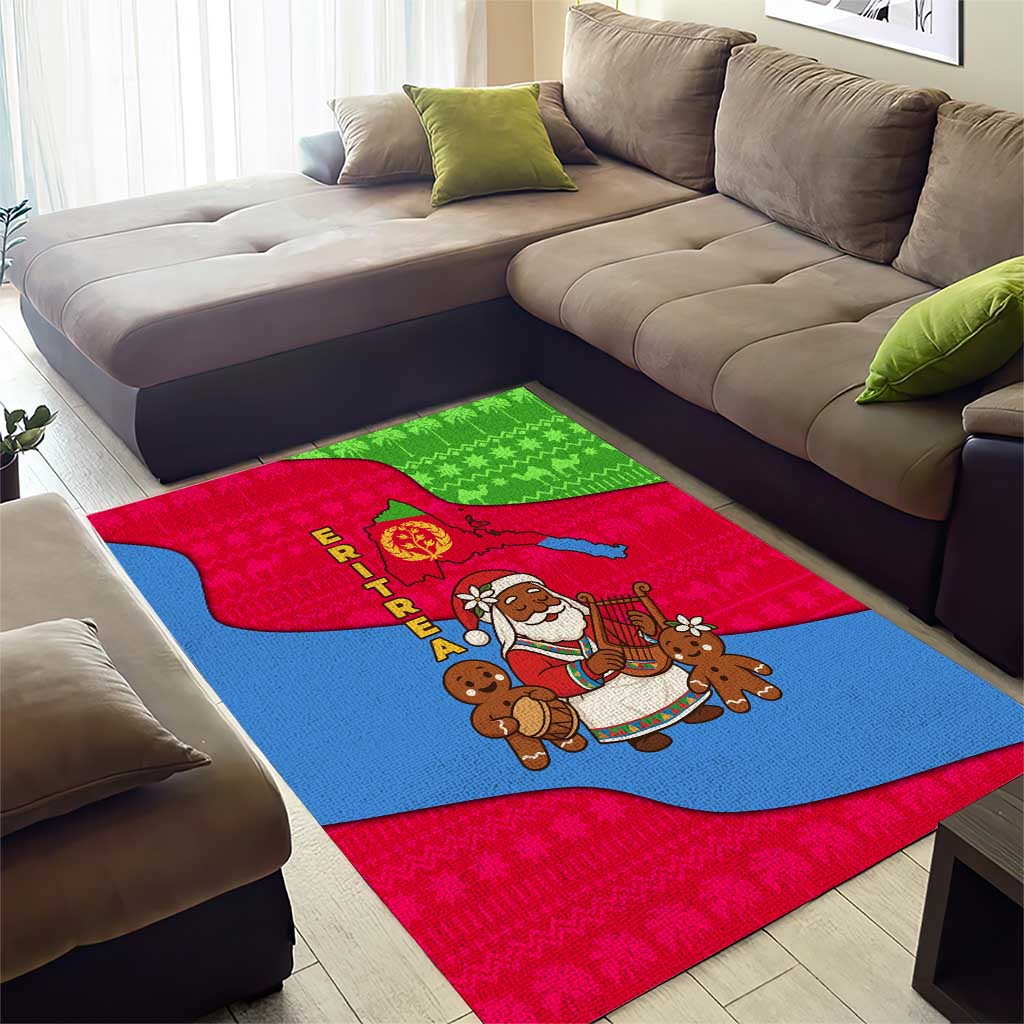 Eritrea Christmas Area Rug African Santa Gingerbread Harp National Flag Colors - African Pride