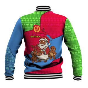Eritrea Christmas Baseball Jacket African Santa Gingerbread Harp National Flag Colors - African Pride