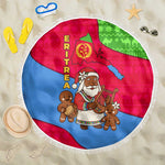 Eritrea Christmas Beach Blanket African Santa Gingerbread Harp National Flag Colors - African Pride