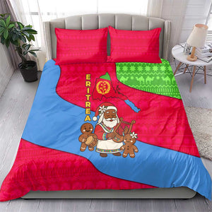 Eritrea Christmas Bedding Set African Santa Gingerbread Harp National Flag Colors - African Pride