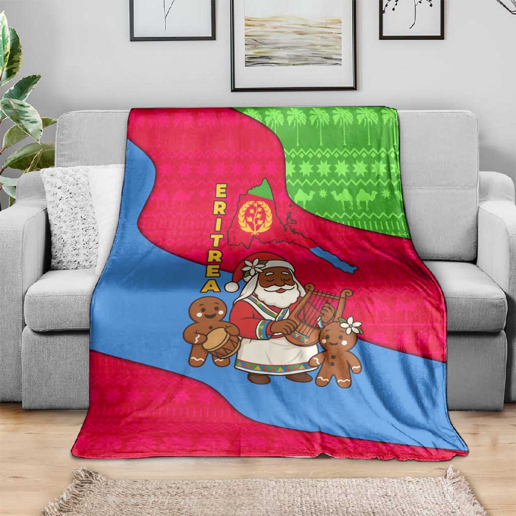 Eritrea Christmas Blanket African Santa Gingerbread Harp National Flag Colors - African Pride
