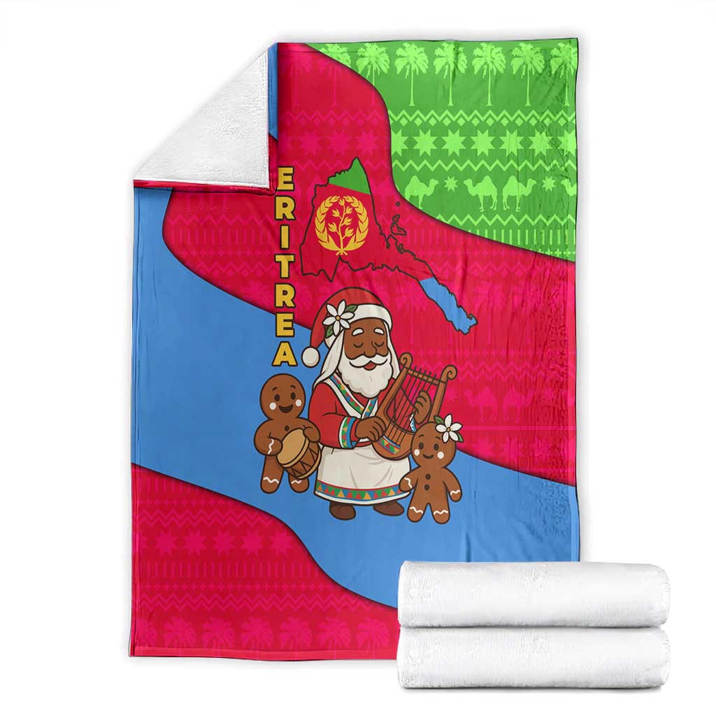 Eritrea Christmas Blanket African Santa Gingerbread Harp National Flag Colors - African Pride