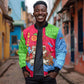 Eritrea Christmas Bomber Jacket African Santa Gingerbread Harp National Flag Colors - African Pride