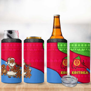 Eritrea Christmas 4 in 1 Can Cooler Tumbler African Santa Gingerbread Harp National Flag Colors - African Pride