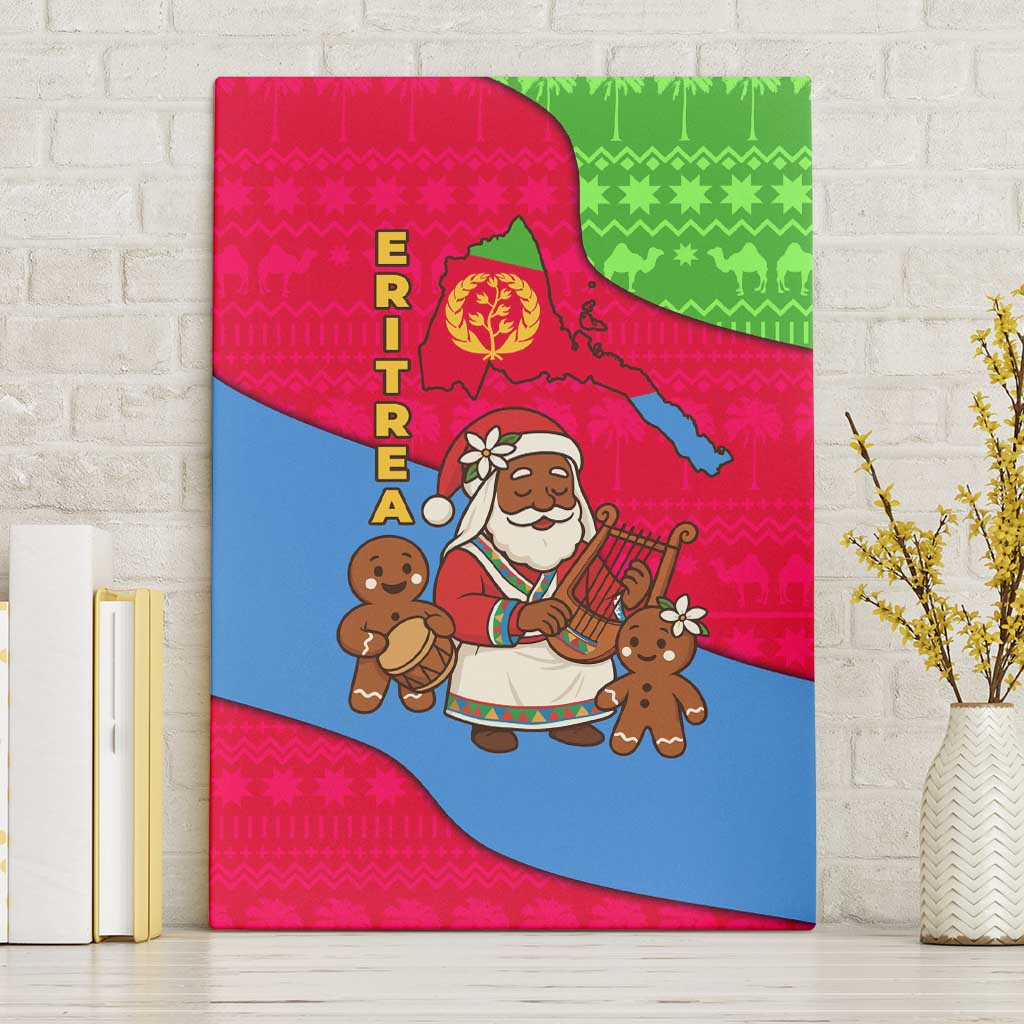 Eritrea Christmas Canvas Wall Art African Santa Gingerbread Harp National Flag Colors - African Pride