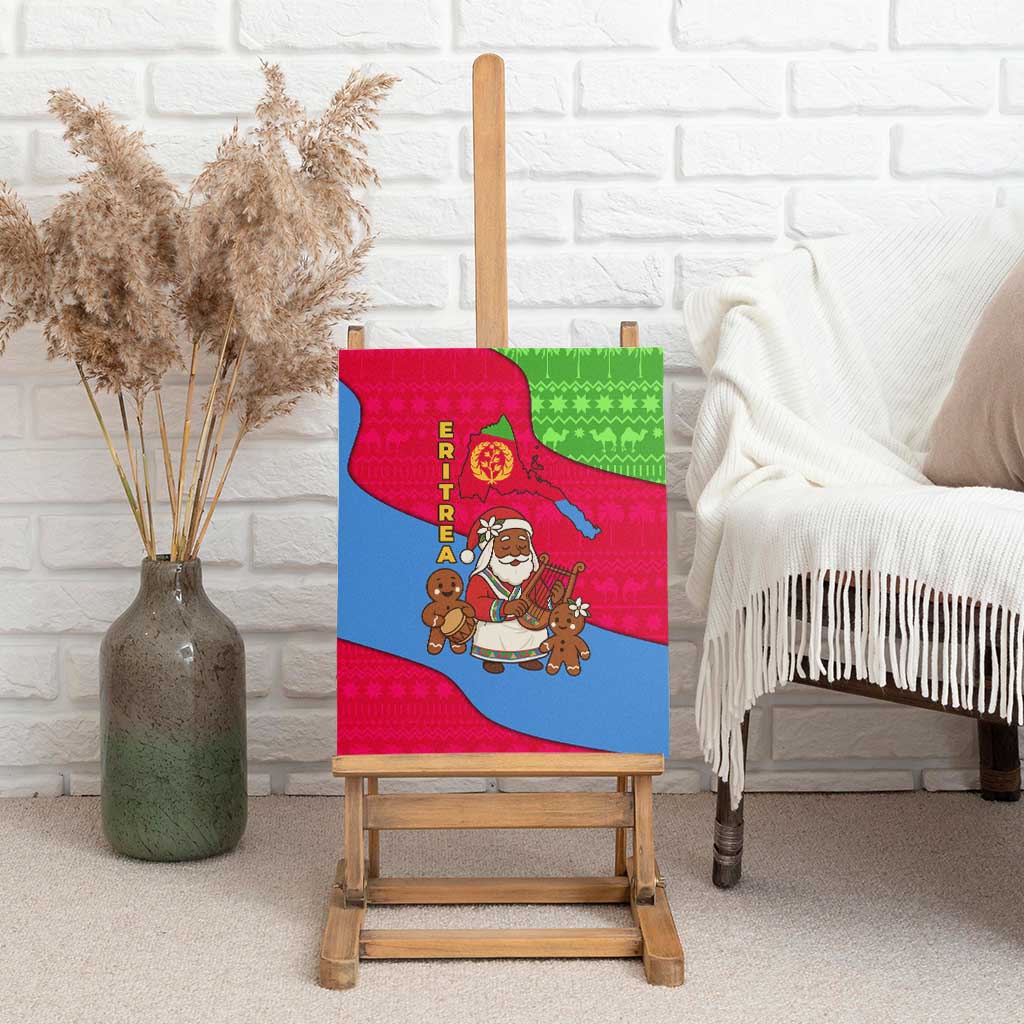 Eritrea Christmas Canvas Wall Art African Santa Gingerbread Harp National Flag Colors - African Pride