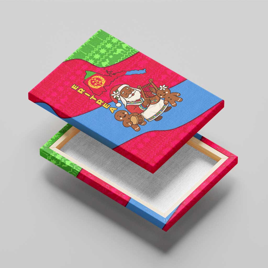 Eritrea Christmas Canvas Wall Art African Santa Gingerbread Harp National Flag Colors - African Pride