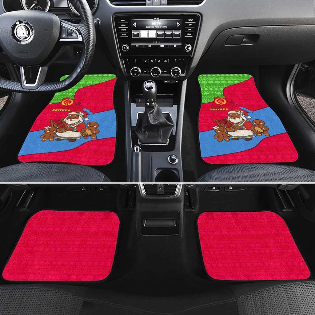 Eritrea Christmas Car Mats African Santa Gingerbread Harp National Flag Colors - African Pride