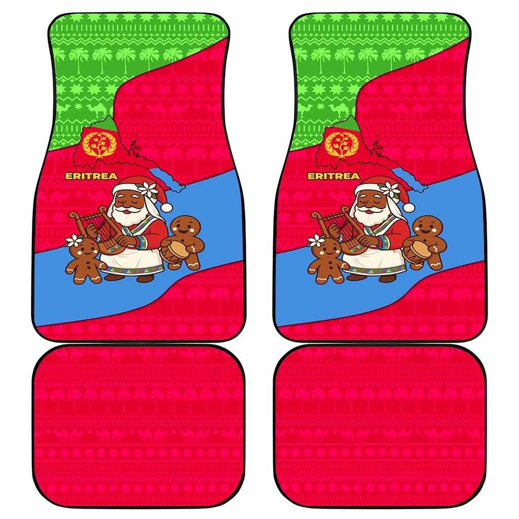 Eritrea Christmas Car Mats African Santa Gingerbread Harp National Flag Colors - African Pride