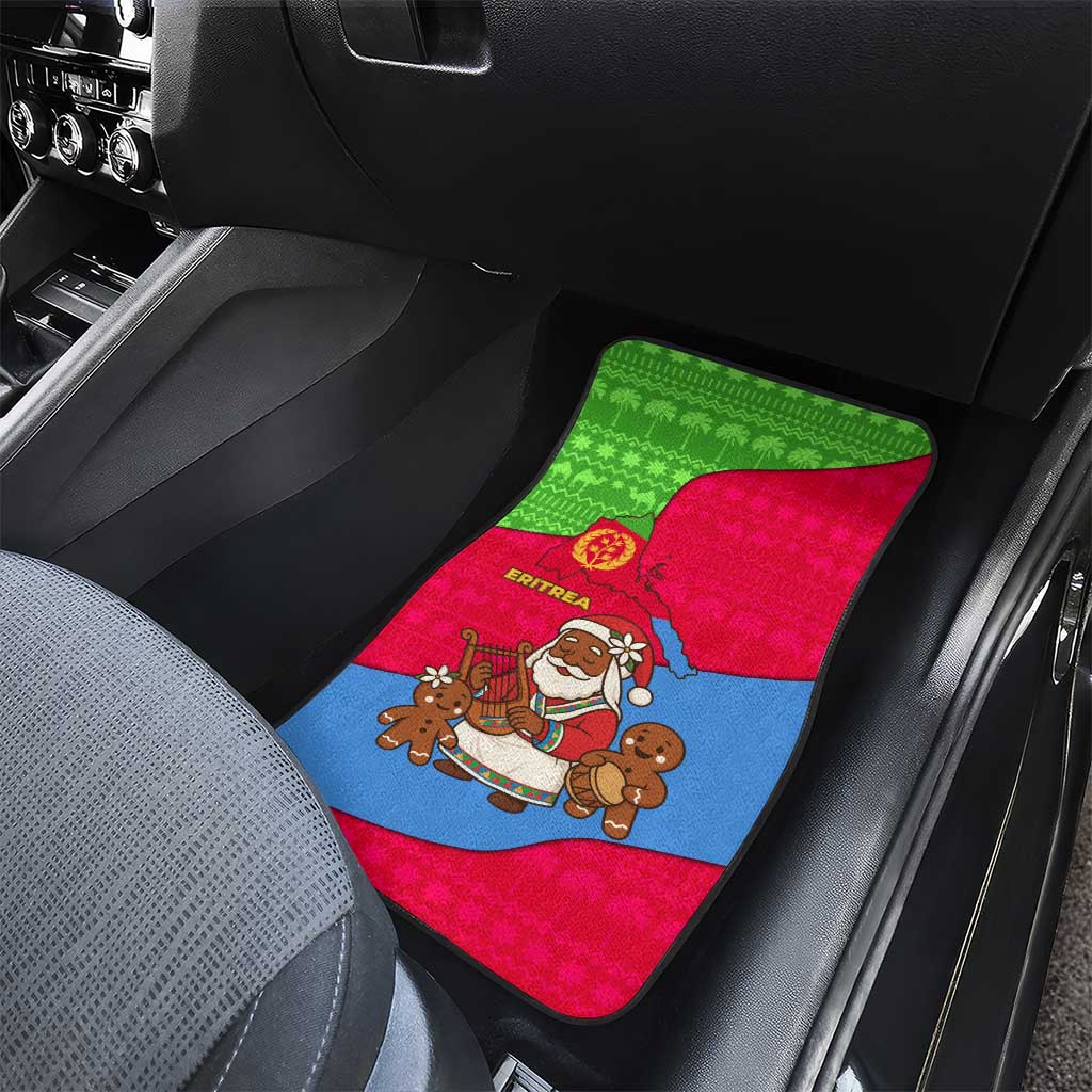 Eritrea Christmas Car Mats African Santa Gingerbread Harp National Flag Colors - African Pride