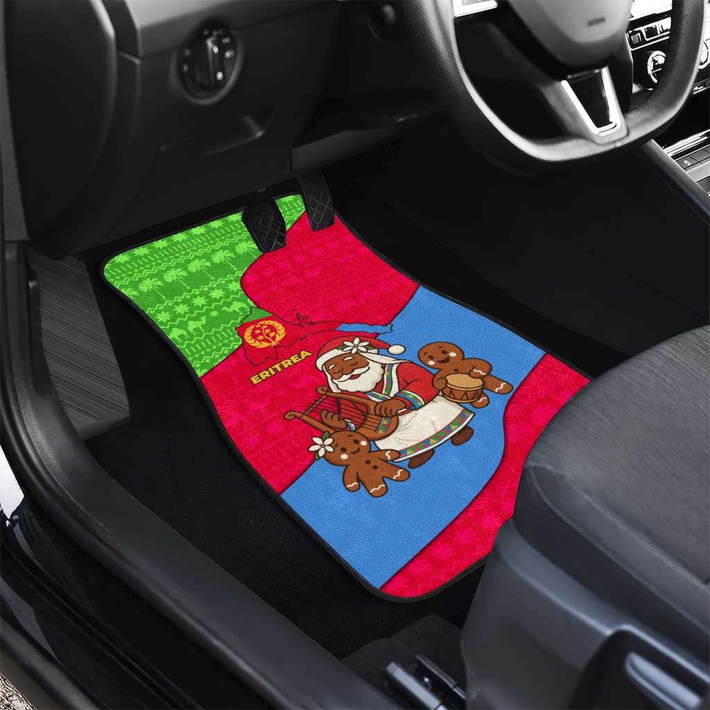 Eritrea Christmas Car Mats African Santa Gingerbread Harp National Flag Colors - African Pride