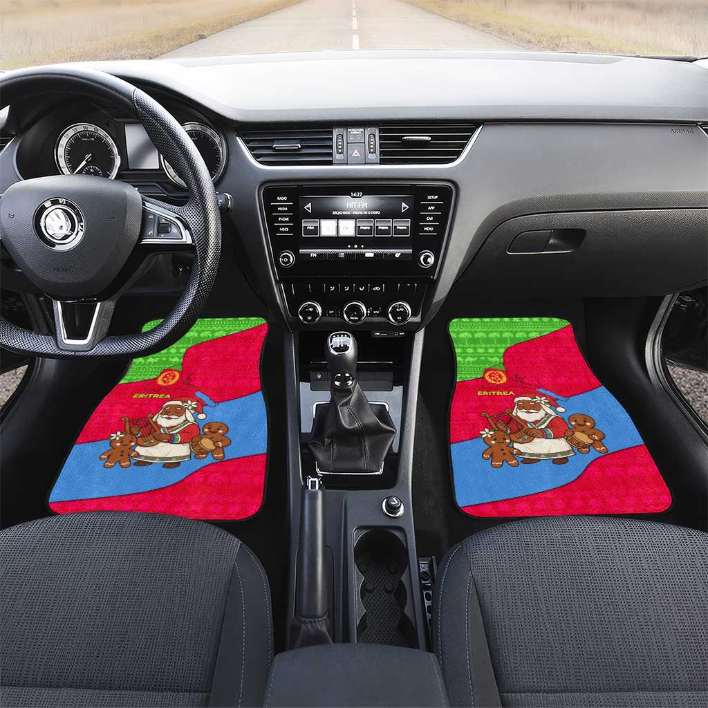 Eritrea Christmas Car Mats African Santa Gingerbread Harp National Flag Colors - African Pride