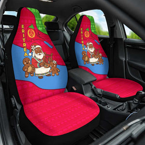 Eritrea Christmas Car Seat Cover African Santa Gingerbread Harp National Flag Colors - African Pride