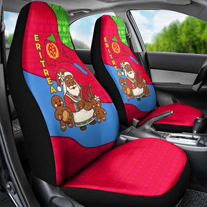 Eritrea Christmas Car Seat Cover African Santa Gingerbread Harp National Flag Colors - African Pride