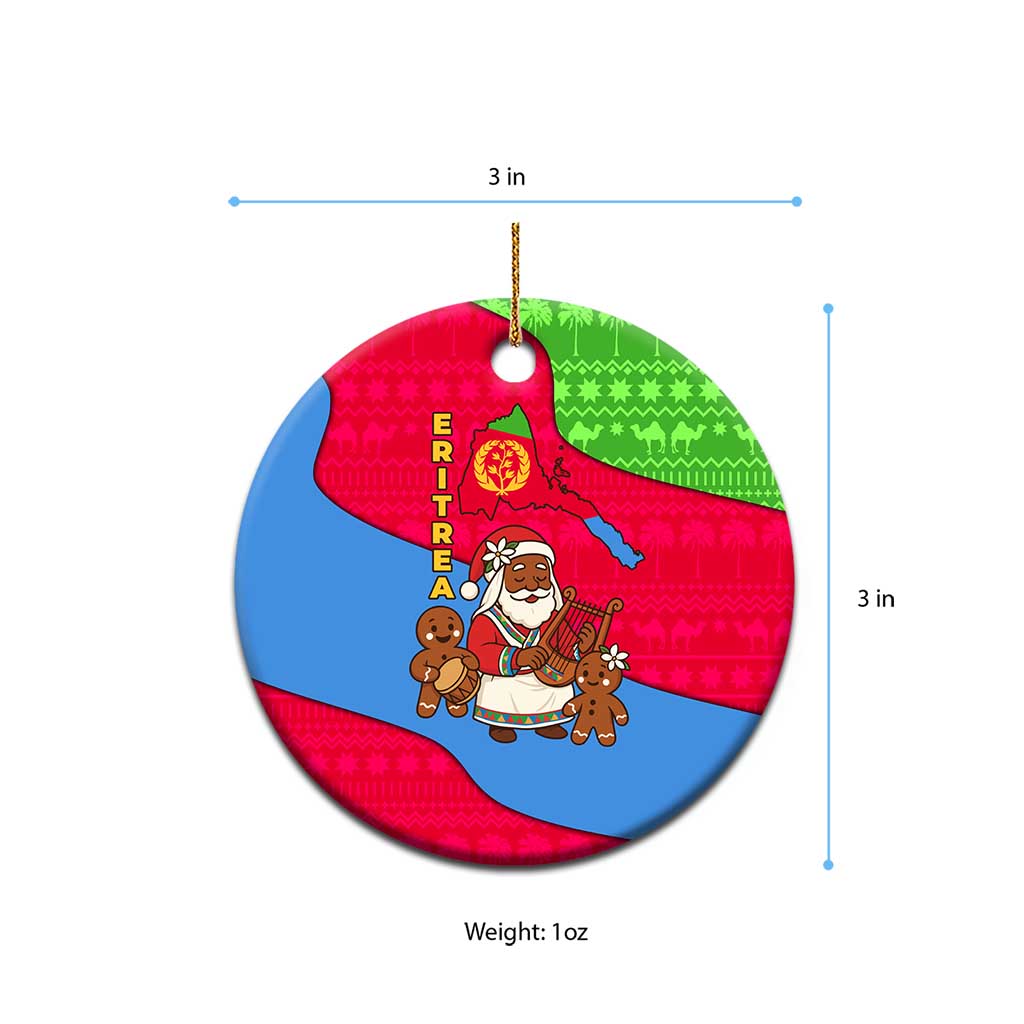Eritrea Christmas Ceramic Ornament African Santa Gingerbread Harp National Flag Colors - African Pride
