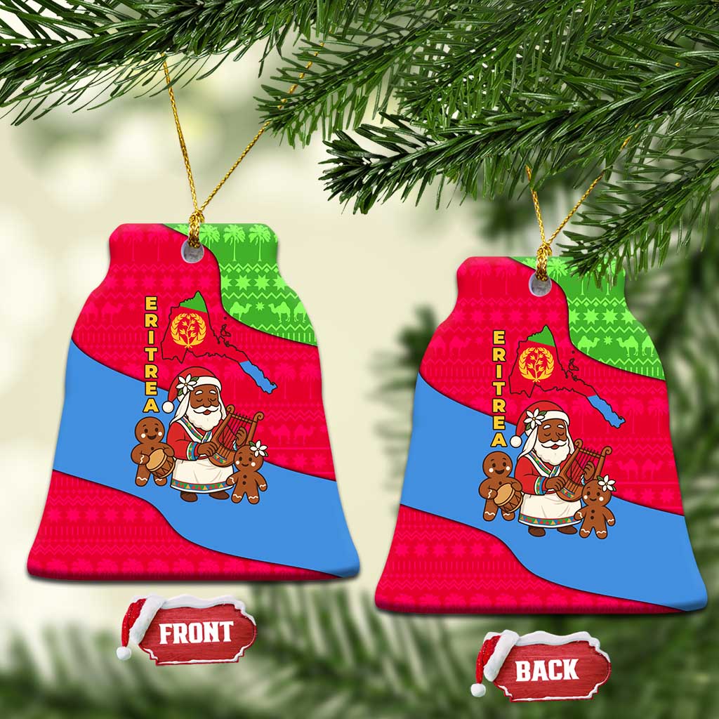 Eritrea Christmas Ceramic Ornament African Santa Gingerbread Harp National Flag Colors - African Pride