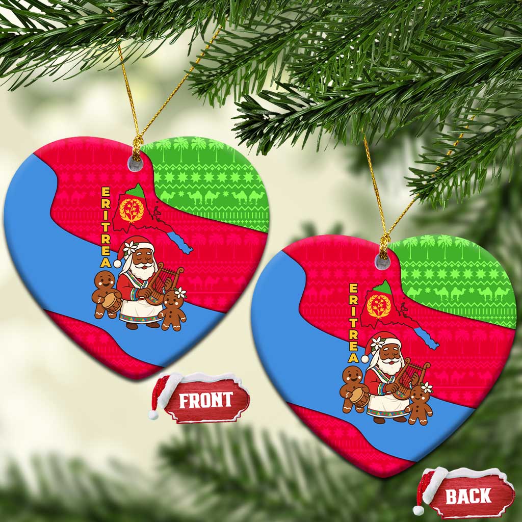 Eritrea Christmas Ceramic Ornament African Santa Gingerbread Harp National Flag Colors - African Pride