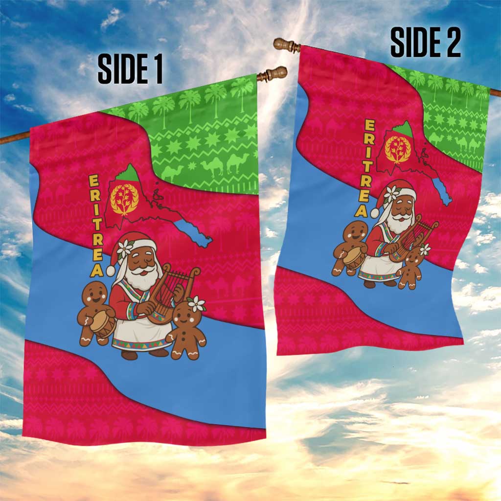 Eritrea Christmas Garden Flag African Santa Gingerbread Harp National Flag Colors - African Pride
