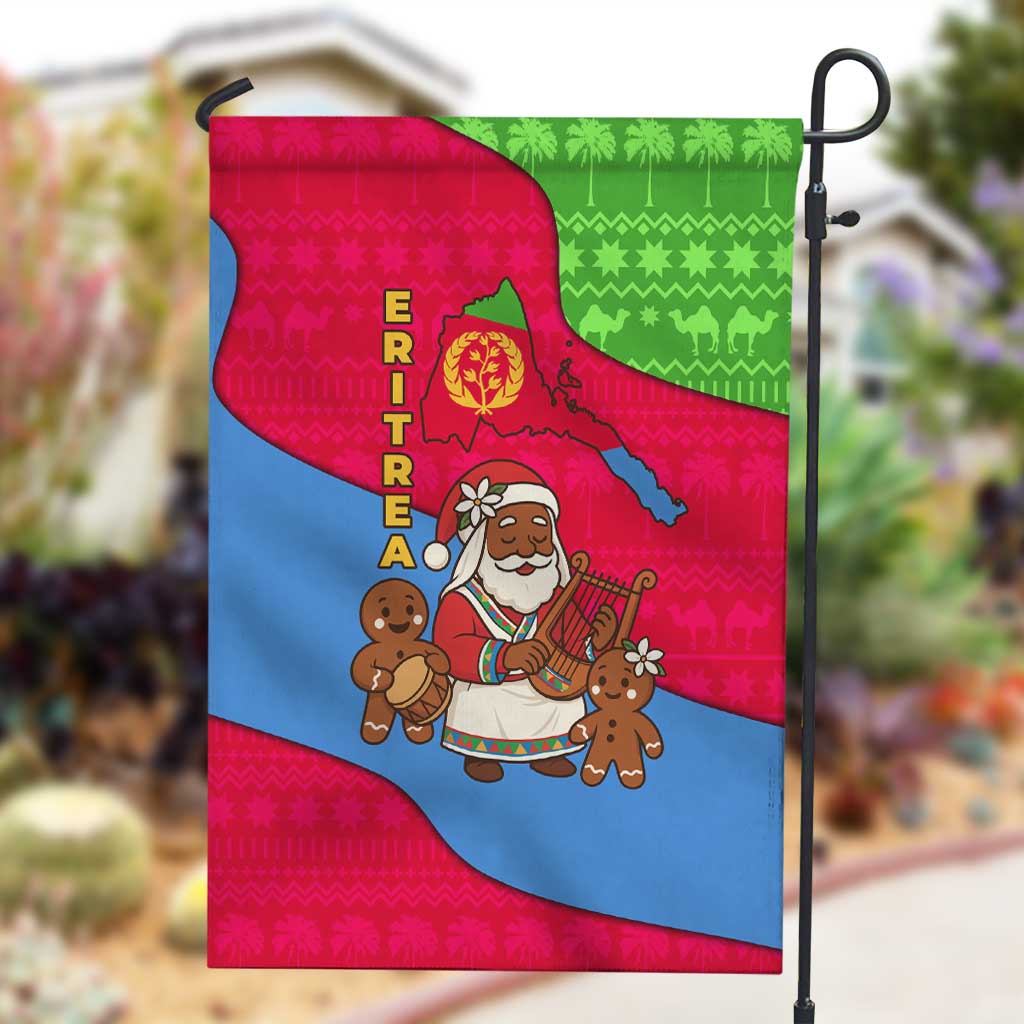 Eritrea Christmas Garden Flag African Santa Gingerbread Harp National Flag Colors - African Pride