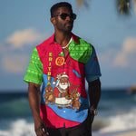 Eritrea Christmas Hawaiian Shirt African Santa Gingerbread Harp National Flag Colors - African Pride