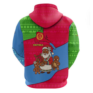 Eritrea Christmas Hoodie African Santa Gingerbread Harp National Flag Colors - African Pride