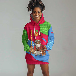 Eritrea Christmas Hoodie Dress African Santa Gingerbread Harp National Flag Colors - African Pride