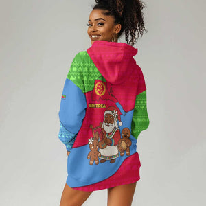 Eritrea Christmas Hoodie Dress African Santa Gingerbread Harp National Flag Colors - African Pride