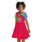 Eritrea Christmas Kid Short Sleeve Dress African Santa Gingerbread Harp National Flag Colors - African Pride