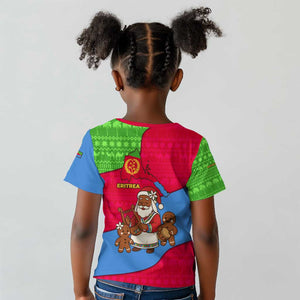 Eritrea Christmas Kid T shirt African Santa Gingerbread Harp National Flag Colors - African Pride