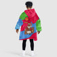 Eritrea Christmas Kid Wearable Blanket Hoodie African Santa Gingerbread Harp National Flag Colors - African Pride