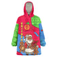 Eritrea Christmas Kid Wearable Blanket Hoodie African Santa Gingerbread Harp National Flag Colors - African Pride