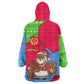 Eritrea Christmas Kid Wearable Blanket Hoodie African Santa Gingerbread Harp National Flag Colors - African Pride