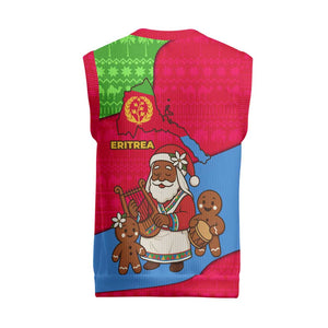 Eritrea Christmas Knitted V-Neck Vest African Santa Gingerbread Harp National Flag Colors - African Pride