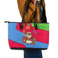 Eritrea Christmas Leather Tote Bag African Santa Gingerbread Harp National Flag Colors - African Pride