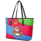 Eritrea Christmas Leather Tote Bag African Santa Gingerbread Harp National Flag Colors - African Pride