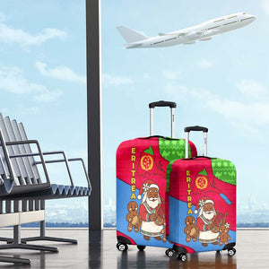 Eritrea Christmas Luggage Cover African Santa Gingerbread Harp National Flag Colors - African Pride
