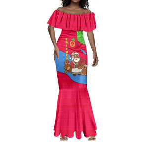 Eritrea Christmas Mermaid Dress African Santa Gingerbread Harp National Flag Colors - African Pride