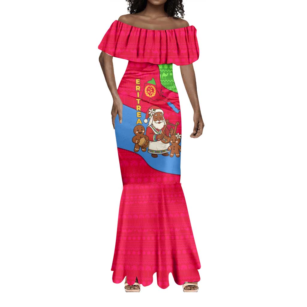 Eritrea Christmas Mermaid Dress African Santa Gingerbread Harp National Flag Colors - African Pride