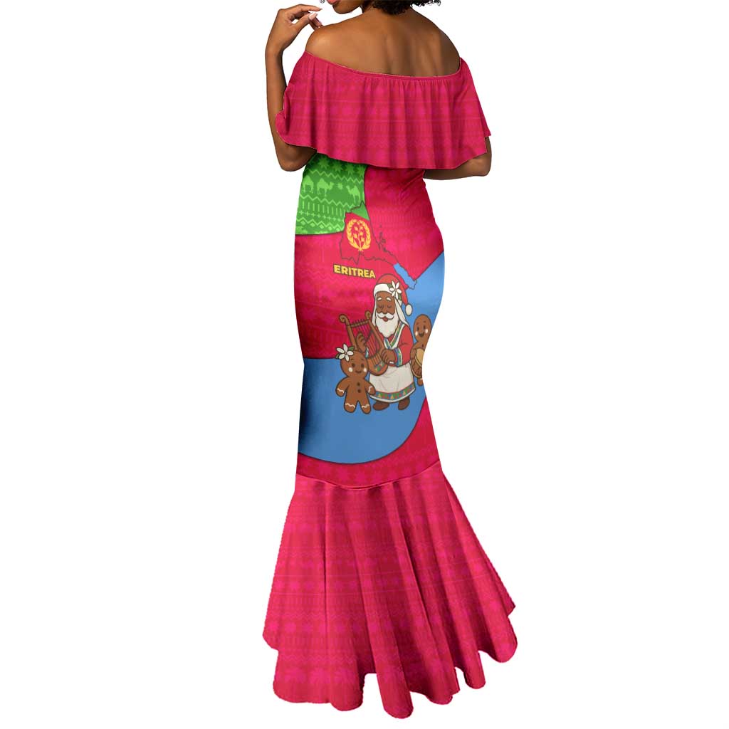 Eritrea Christmas Mermaid Dress African Santa Gingerbread Harp National Flag Colors - African Pride