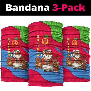 Eritrea Christmas Neck Gaiter African Santa Gingerbread Harp National Flag Colors - African Pride