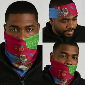 Eritrea Christmas Neck Gaiter African Santa Gingerbread Harp National Flag Colors - African Pride