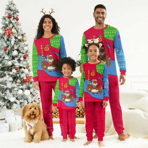 Eritrea Christmas Pajama Set African Santa Gingerbread Harp National Flag Colors - African Pride