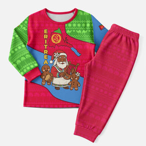 Eritrea Christmas Pajama Set African Santa Gingerbread Harp National Flag Colors - African Pride
