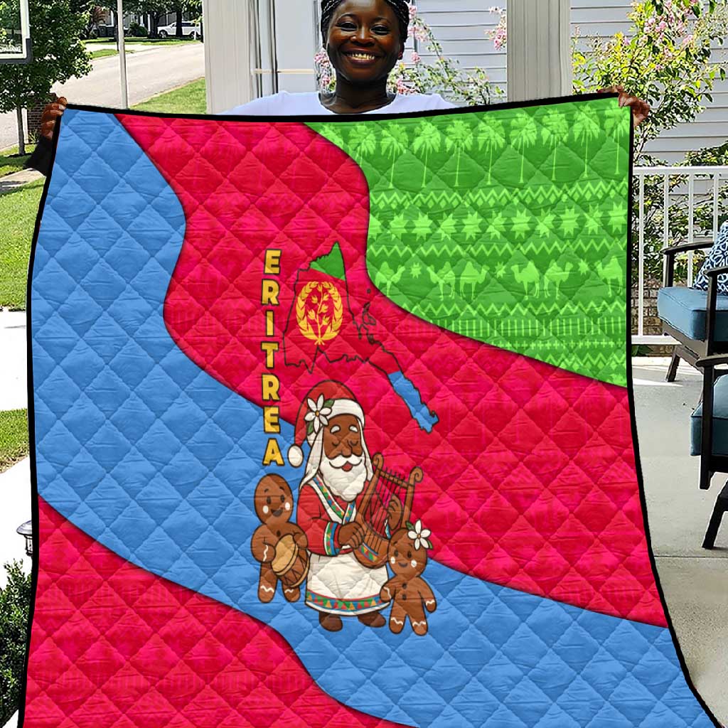 Eritrea Christmas Quilt African Santa Gingerbread Harp National Flag Colors - African Pride